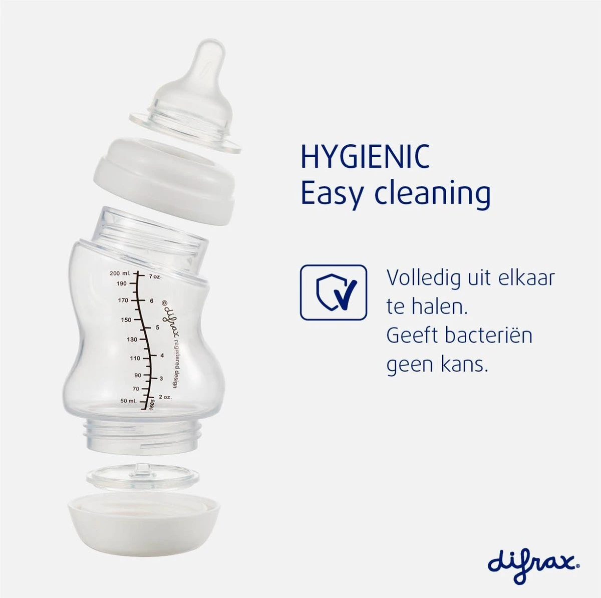 Difrax Glazen Babyfles 200 ml Wide - Anti-Colic - Wit - 1 stuk Difrax Glazen Babyfles 200 Ml Wide - Anti-Colic - Wit - 1 Stuk -Babyproducten Promotie Winkel 1200x1194 6