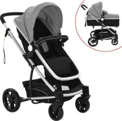 VidaXL Kinderwagen 2-in-1 Aluminium Grijs En Zwart 7 VidaXL Kinderwagen 2-in-1 Aluminium Grijs En Zwart -Babyproducten Promotie Winkel 1200x1197 26