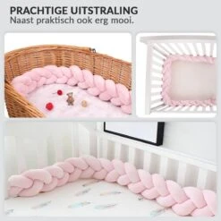 Buxibo Baby Bed Bumper - Baby Veiligheid/Hoofdbescherming/Bedbescherming - Multifunctionele Voedingskussen/Bedomrande/Boxomrander - 200CM - Roze -Babyproducten Promotie Winkel 1200x1200 1018