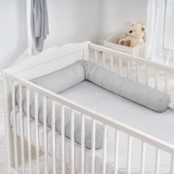 Fillikid Bedbumper 190 X 9 Cm Bedomrander Ledikant - Grijs Wit Stippen -Babyproducten Promotie Winkel 1200x1200 1046