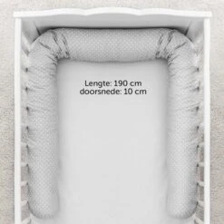 Fillikid Bedbumper 190 X 9 Cm Bedomrander Ledikant - Grijs Wit Stippen -Babyproducten Promotie Winkel 1200x1200 1051
