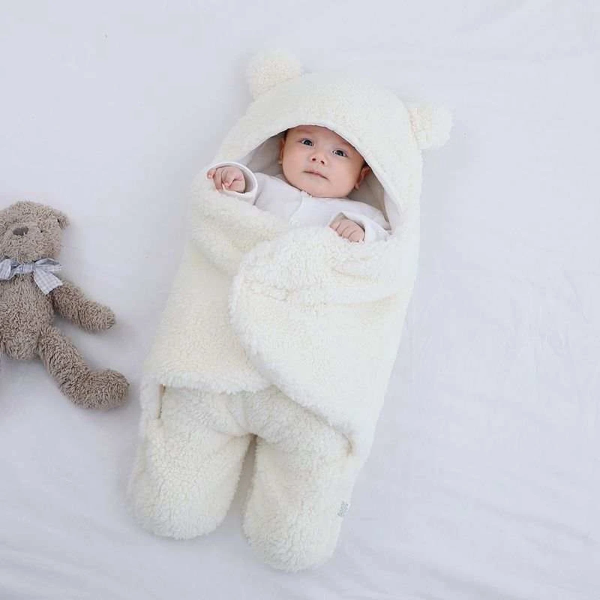 BonBini´s Teddy bear wikkeldeken newborn Deluxe - zachte witte teddy beer inbakerdoek newborn baby - 0-3 maanden - Wit BonBini´s Teddy Bear Wikkeldeken Newborn Deluxe - Zachte Witte Teddy Beer Inbakerdoek Newborn Baby - 0-3 Maanden - Wit -Babyproducten Promotie Winkel 1200x1200 1208
