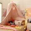 Kinderbed Luifel Ronde Koepel, Kinderkamer Decoraties, Katoenen Klamboe, Kinderen Prinses Spelen Tenten, Kamerdecoratie Voor Baby (roze)