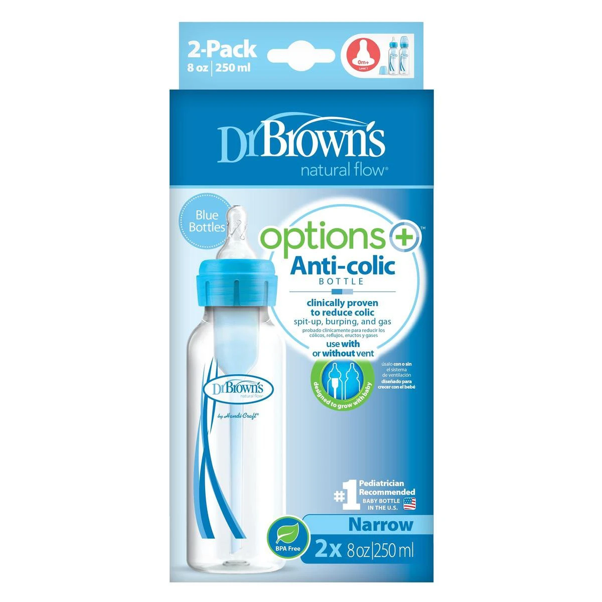 Dr. Brown's Options+ Anti-colic Standaard Fles - 250 ml - Blauw - Duopack Dr. Brown's Options+ Anti-colic Standaard Fles - 250 Ml - Blauw - Duopack -Babyproducten Promotie Winkel 1200x1200 1709
