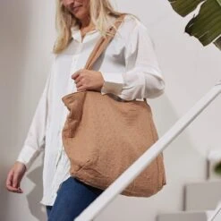 Jollein Shopper Embroidery - Biscuit