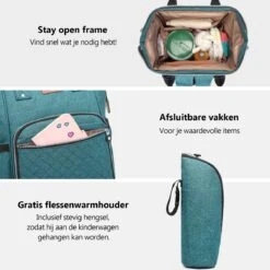 Miss Lulu Luiertas Rugzak - Inclusief Buggy En Kinderwagen Haken - Groen (E6705 GN) -Babyproducten Promotie Winkel 1200x1200 2157
