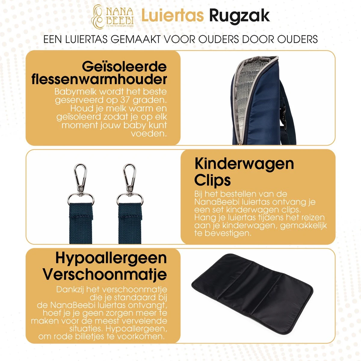 NanaBeebi Luiertas Rugzak met Verschoonmatje - Blauw - Inclusief flessenwarmhouder - kinderwagenhaken en isoleervak NanaBeebi Luiertas Rugzak Met Verschoonmatje - Blauw - Inclusief Flessenwarmhouder - Kinderwagenhaken En Isoleervak -Babyproducten Promotie Winkel 1200x1200 2179