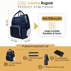 NanaBeebi Luiertas Rugzak Met Verschoonmatje - Blauw - Inclusief Flessenwarmhouder - Kinderwagenhaken En Isoleervak 7 NanaBeebi Luiertas Rugzak Met Verschoonmatje - Blauw - Inclusief Flessenwarmhouder - Kinderwagenhaken En Isoleervak -Babyproducten Promotie Winkel 1200x1200 2181