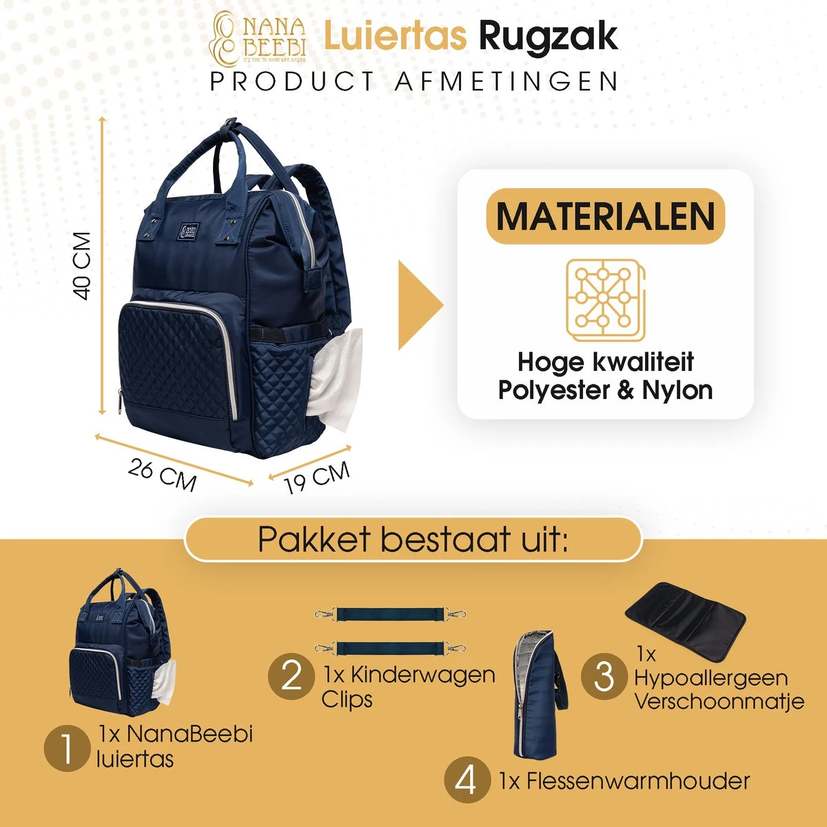 NanaBeebi Luiertas Rugzak met Verschoonmatje - Blauw - Inclusief flessenwarmhouder - kinderwagenhaken en isoleervak NanaBeebi Luiertas Rugzak Met Verschoonmatje - Blauw - Inclusief Flessenwarmhouder - Kinderwagenhaken En Isoleervak -Babyproducten Promotie Winkel 1200x1200 2181