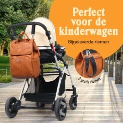 JeRie Luiertas Rugzak – Verschoonmatje – Verzorgingstas – Luiertassen – Met Kinderwagen Haken - Bruin -Babyproducten Promotie Winkel 1200x1200 2200