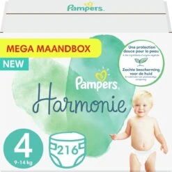 PampersĀ® Pampers - Harmonie Pure - Maat 4 - Mega Maandbox - 216 Luiers
