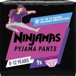 Ninjamas Pyjama Pants Luierbroekjes Meisje - 9 Nachtluiers Voor Bedplassen - 8-12 Jaar