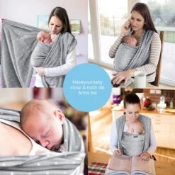 Makimaja Baby Sling - Licht Grijs Met Sterren - Hoge Kwaliteit 100% Natuurlijk Katoen Baby Sling - Baby Sling Pasgeborene En Baby's Tot 15 Kg - Plus Inclusief: Baby Slabbetje -Babyproducten Promotie Winkel 1200x1200 2562