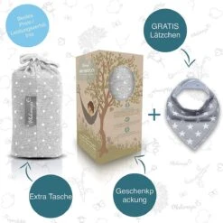 Makimaja Baby Sling - Licht Grijs Met Sterren - Hoge Kwaliteit 100% Natuurlijk Katoen Baby Sling - Baby Sling Pasgeborene En Baby's Tot 15 Kg - Plus Inclusief: Baby Slabbetje -Babyproducten Promotie Winkel 1200x1200 2564