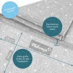 Makimaja Baby Sling - Licht Grijs Met Sterren - Hoge Kwaliteit 100% Natuurlijk Katoen Baby Sling - Baby Sling Pasgeborene En Baby's Tot 15 Kg - Plus Inclusief: Baby Slabbetje -Babyproducten Promotie Winkel 1200x1200 2565