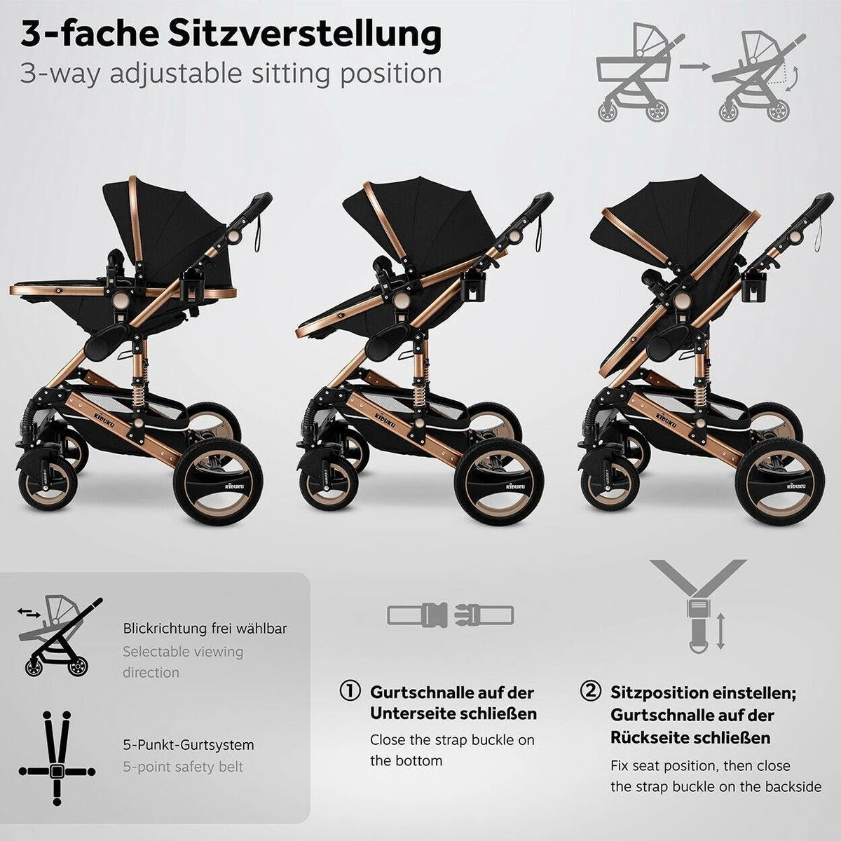 KIDUKU- 3 in 1 combi-kinderwagen- zwart/goud- buggy incl. autostoeltje-regenhoes- inklapbaar KIDUKU- 3 In 1 Combi-kinderwagen- Zwart/goud- Buggy Incl. Autostoeltje-regenhoes- Inklapbaar -Babyproducten Promotie Winkel 1200x1200 2597