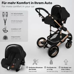 KIDUKU- 3 In 1 Combi-kinderwagen- Zwart/goud- Buggy Incl. Autostoeltje-regenhoes- Inklapbaar 9 KIDUKU- 3 In 1 Combi-kinderwagen- Zwart/goud- Buggy Incl. Autostoeltje-regenhoes- Inklapbaar -Babyproducten Promotie Winkel 1200x1200 2599