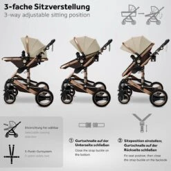 KIDUKU- 3 In 1 Combi-kinderwagen- Bruin/goud- Buggy Incl. Autostoeltje-regenhoes- Inklapbaar -Babyproducten Promotie Winkel 1200x1200 2604