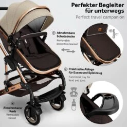 KIDUKU- 3 In 1 Combi-kinderwagen- Bruin/goud- Buggy Incl. Autostoeltje-regenhoes- Inklapbaar -Babyproducten Promotie Winkel 1200x1200 2606