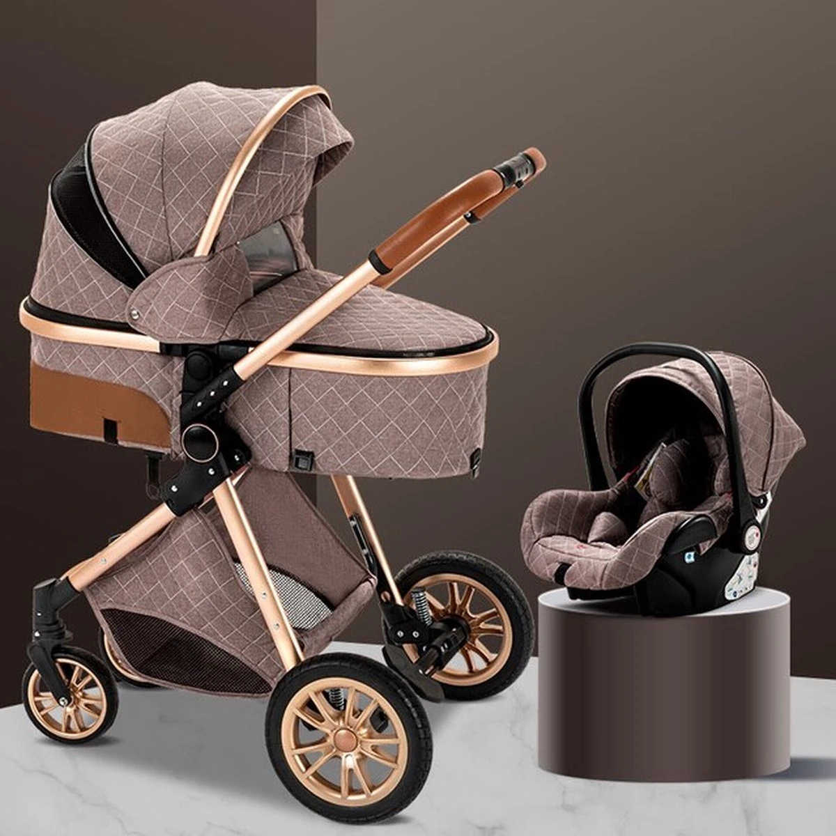 Kinderwagen 3-in-1 – Luxe kinderwagen - Buggy – Wandelwagen - Multifunctioneel – opklapbaar – Incl autostoel – Khaki Merkloos Kinderwagen 3-in-1 – Luxe Kinderwagen - Buggy – Wandelwagen - Multifunctioneel – Opklapbaar – Incl Autostoel – Khaki -Babyproducten Promotie Winkel 1200x1200 2633