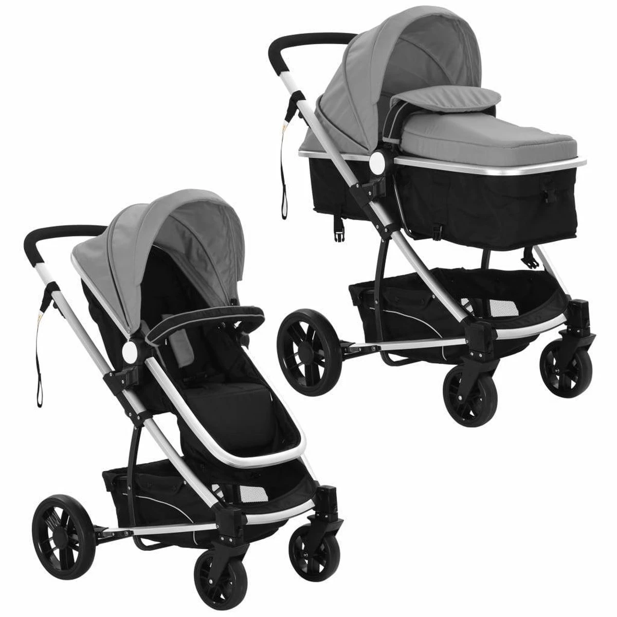 vidaXL Kinderwagen 2-in-1 aluminium grijs en zwart VidaXL Kinderwagen 2-in-1 Aluminium Grijs En Zwart -Babyproducten Promotie Winkel 1200x1200 2636