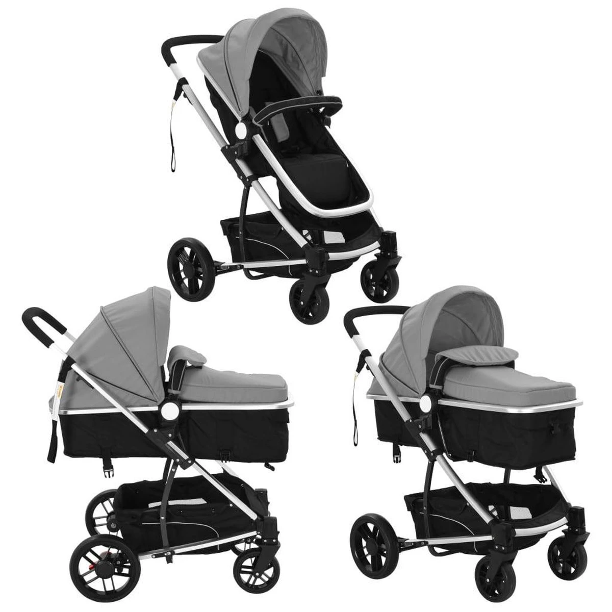 vidaXL Kinderwagen 2-in-1 aluminium grijs en zwart VidaXL Kinderwagen 2-in-1 Aluminium Grijs En Zwart -Babyproducten Promotie Winkel 1200x1200 2638