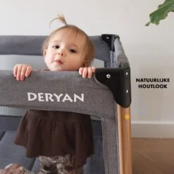 Deryan Luxe Campingbed Compleet - 120x60cm - Bodemverhoger - Verschoonblad - Opbergmand - Grijs -Babyproducten Promotie Winkel 1200x1200 2850