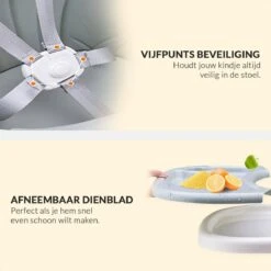 Buxibo 2in1 Baby Kinderstoel - Verstelbare Poten - Afneembare Dienblad - Eetstoel/Kinderstoeltje/Newborn - 92x62x77cm - Grijs -Babyproducten Promotie Winkel 1200x1200 2952