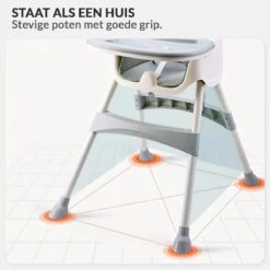 Buxibo 2in1 Baby Kinderstoel - Verstelbare Poten - Afneembare Dienblad - Eetstoel/Kinderstoeltje/Newborn - 92x62x77cm - Grijs -Babyproducten Promotie Winkel 1200x1200 2954