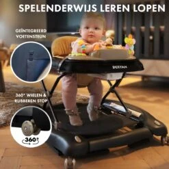 Deryan Luxe Loopstoel - Schommelfunctie - Inclusief Speelset En Dienblad - Zwart/Nougat -Babyproducten Promotie Winkel 1200x1200 3200