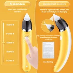 Premium Elektrische Oplaadbare Neus Reiniger Voor Baby En Kinderen - Inclusief Oplader, Handleiding En Batterijen - Hygiënische Neusreiniger - Baby Aspirator - Neuszuiger - Baby Neuspompje - Toetenveger - Baby Neusreiniger - Geel - Neusspoeler -Babyproducten Promotie Winkel 1200x1200 485
