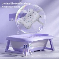 Baby Badje Opvouwbaar - 3 In 1 Opvouwbaar - Opbergmand - Inclusief Badkussen - Babybadje - Peuterbadje 83 × 48 × 23,5 Cm - Purper -Babyproducten Promotie Winkel 1200x1200 529