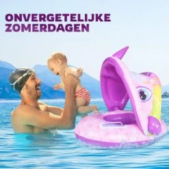 Eenhoorn - Kinderzwembad – Peuter Zwembad – Baby Zwembadje – Baby Zwembad Met Zonnescherm – Opblaasbaar – Vanaf 1 Jaar