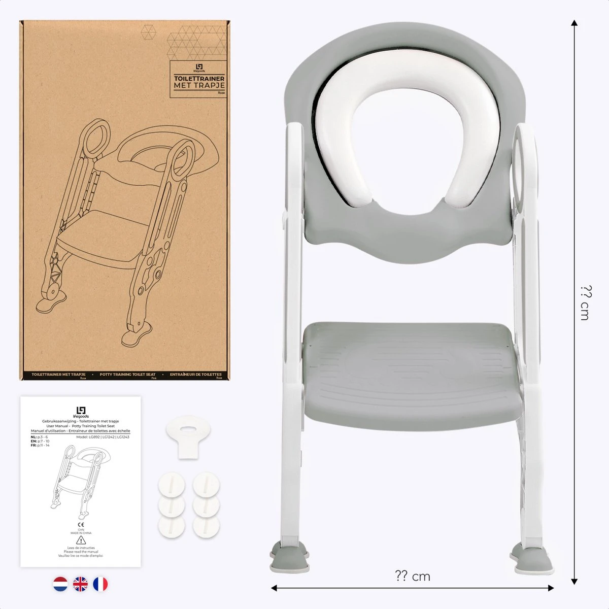 LifeGoods WC Verkleiner met Trapje - Trainer met Opstapje - 2 tot 7 Jaar - Grijs/Wit LifeGoods WC Verkleiner Met Trapje - Trainer Met Opstapje - 2 Tot 7 Jaar - Grijs/Wit -Babyproducten Promotie Winkel 1200x1200 698