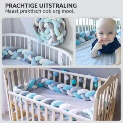 Buxibo Baby Bed Bumper - Baby Veiligheid/Hoofdbescherming/Bedbescherming - Multifunctionele Voedingskussen/Bedomrande/Boxomrander - 200CM - Blauw -Babyproducten Promotie Winkel 1200x1200 916