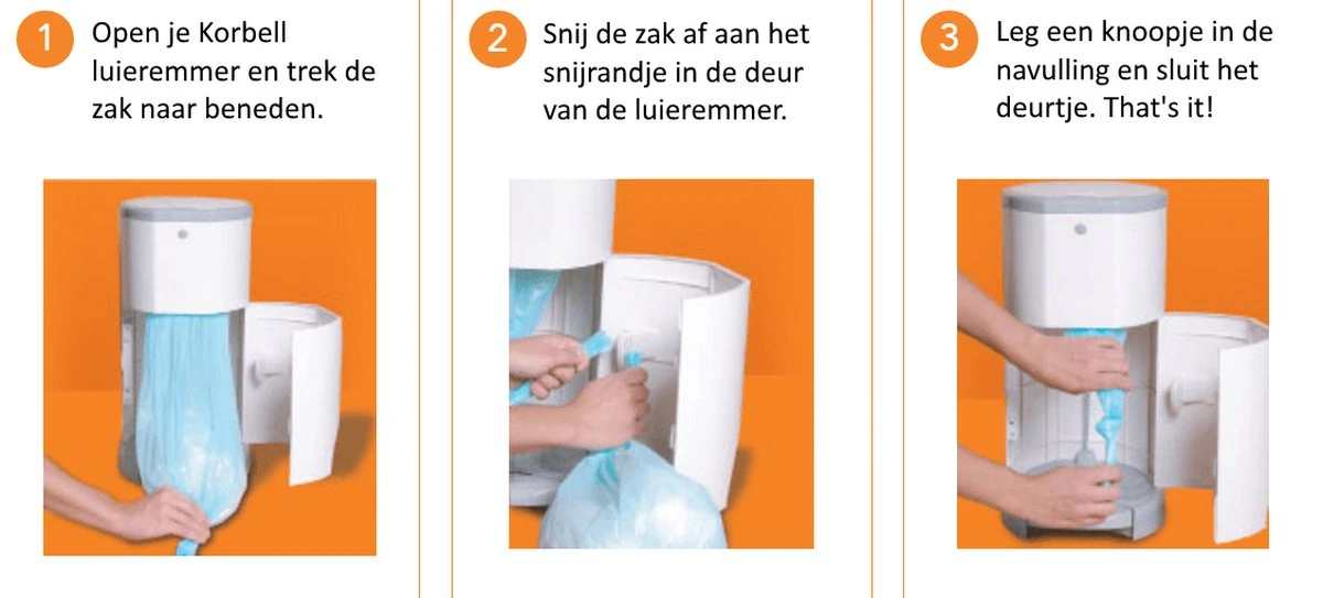 Korbell Luieremmer navulling - 15L zak - 3 stuks Korbell Luieremmer Navulling - 15L Zak - 3 Stuks -Babyproducten Promotie Winkel