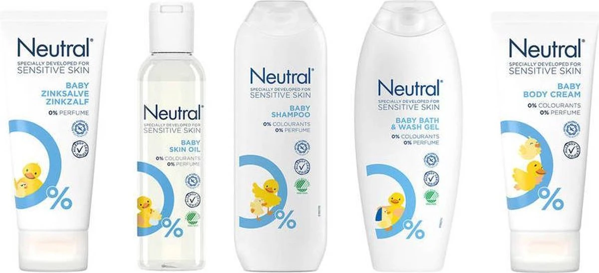 Neutral Baby Pakket 5-delig - Parfumvrij - Wasgel / Shampoo / Zinkzalf / Bodycreme / Olie Neutral Baby Pakket 5-delig - Parfumvrij - Wasgel / Shampoo / Zinkzalf / Bodycreme / Olie -Babyproducten Promotie Winkel