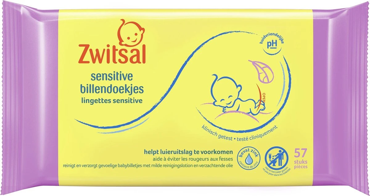 Zwitsal Sensitive Billendoekjes - 8 x 57 stuks - Voordeelverpakking Zwitsal Sensitive Billendoekjes - 8 X 57 Stuks - Voordeelverpakking -Babyproducten Promotie Winkel