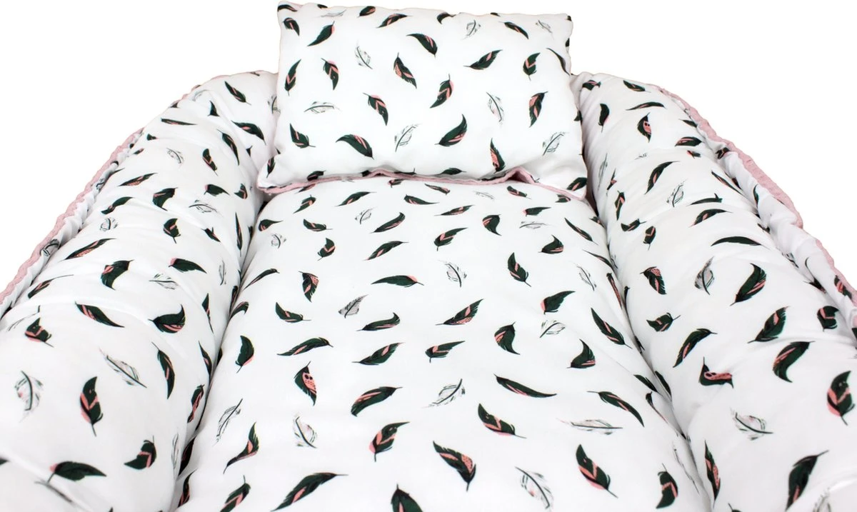 Hibaby Babynest - 90x57cm - Roze met printje - Inclusief kussen Hibaby Babynest - 90x57cm - Roze Met Printje - Inclusief Kussen -Babyproducten Promotie Winkel 1200x717 3