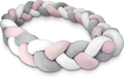 Navaris Gevlochten Bedomrander Voor Babybed - Bedbumper Voor Ledikant - Babynestje - 2 Meter Lang - Voor Babywiegjes - Hoofdbeschermer - Grijs/roze -Babyproducten Promotie Winkel 1200x743 7