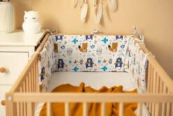 Sensillo Baby Bedbumper - Bedomrander - Anti Stootrand Ledikant - Bed Zijbeschermers - 180x30cm - Wafel Grijs Bosdiertjes -Babyproducten Promotie Winkel 1200x800 143