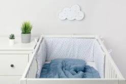 Sensillo Baby Bedbumper - Bedomrander - Anti Stootrand Ledikant - Bed Zijbeschermers - 180x30cm - Wafel Grijs Paardenbloemen -Babyproducten Promotie Winkel 1200x800 146