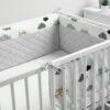 Sensillo Baby Bedbumper - Bedomrander - Anti Stootrand Ledikant - Bed Zijbeschermers - 180x30cm - Grijze Wolkjes