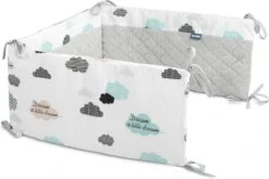Sensillo Baby Bedbumper - Bedomrander - Anti Stootrand Ledikant - Bed Zijbeschermers - 180x30cm - Grijze Wolkjes -Babyproducten Promotie Winkel 1200x800 152