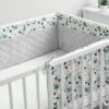 Sensillo Baby Bedbumper - Bedomrander - Anti Stootrand Ledikant - Bed Zijbeschermers - 180x30cm - Grijs Diertjes