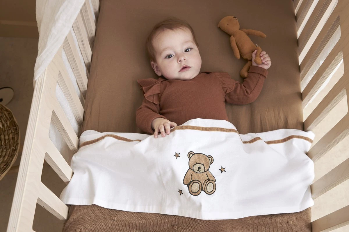 Meyco Teddy Bear ledikant laken - toffee - 100x150cm Meyco Teddy Bear Ledikant Laken - Toffee - 100x150cm -Babyproducten Promotie Winkel 1200x800 281