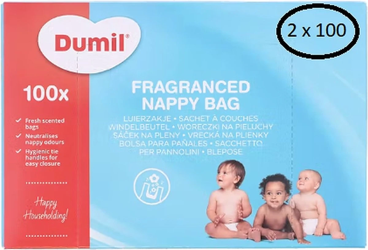 Dumil Geparfumeerde Luierzakjes - 200 stuks (2x100) Dumil Geparfumeerde Luierzakjes - 200 Stuks (2x100) -Babyproducten Promotie Winkel
