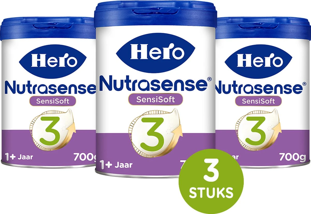 Hero Nutrasense SensiSoft Peutermelk 3 - Flesvoeding vanaf 1 jaar - 3 x 700 gram - met Melkvet - Palmolie Vrij Hero Nutrasense SensiSoft Peutermelk 3 - Flesvoeding Vanaf 1 Jaar - 3 X 700 Gram - Met Melkvet - Palmolie Vrij -Babyproducten Promotie Winkel 1200x825 9