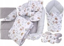 Babynestje Set Pasgeborenen - Knuffelnest Baby Nestje Bed Set 7-delig - Baby Cocon- Herten Vrienden- ÖKO-TEX Normen