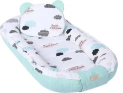 LUXE Babynestje 4 Delige SET / Kraamcadeau / GRATIS Wiegdeken Met Kussen / Wolken Mint -Babyproducten Promotie Winkel 1200x907 12